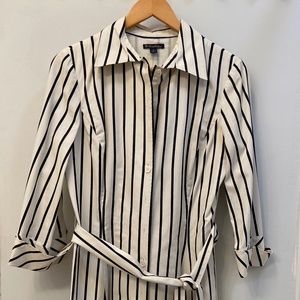 Brooks Brothers Pinstripe 3/4 Sleeve Shirt Dress with Removable Sash Size 8